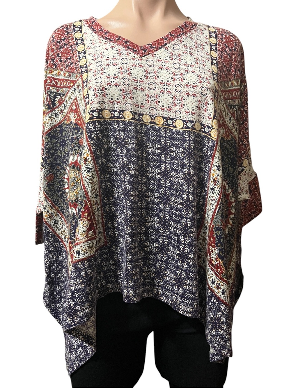 Kyla Seo Relaxed Fit Boho Oversized Top 1/2 Sleeve